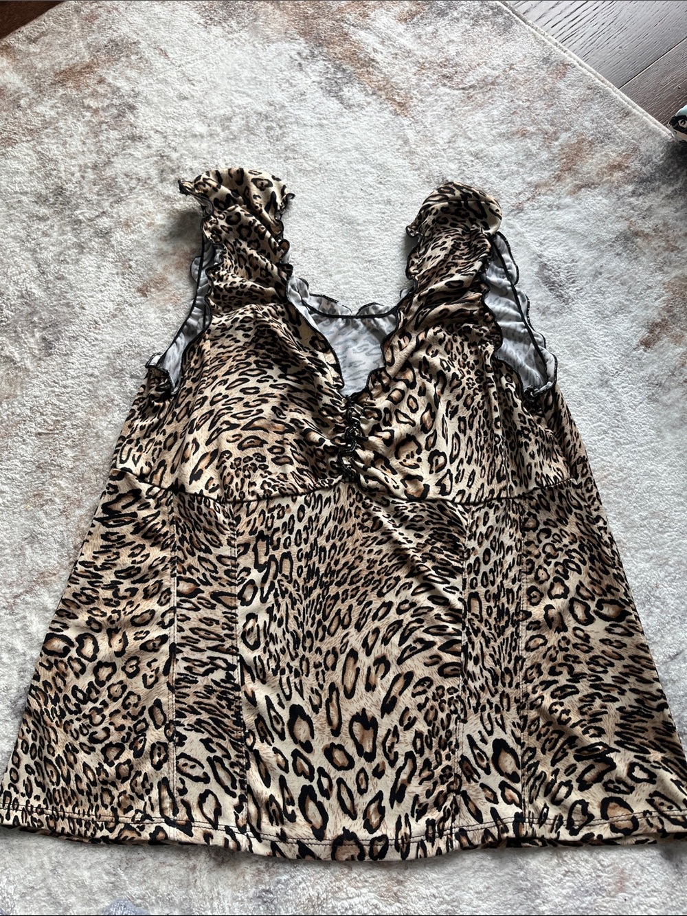 Leopard Print Satin Cami Top - Neutral Brown